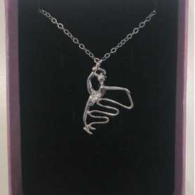 Gymnast necklace with ribbon, leg taken behind