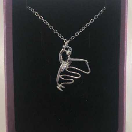 Gymnast necklace with ribbon, leg taken behind